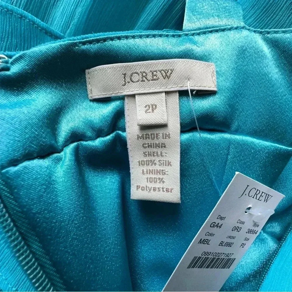 NWT | J CREW ZADIE PURE SILK TIERED RUFFLE DRESS BLUE | SIZE: 2 PETITE - Picture 9 of 9